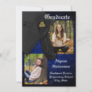 Class of 2026 Blue Tassel Dignified Graduation Invitation