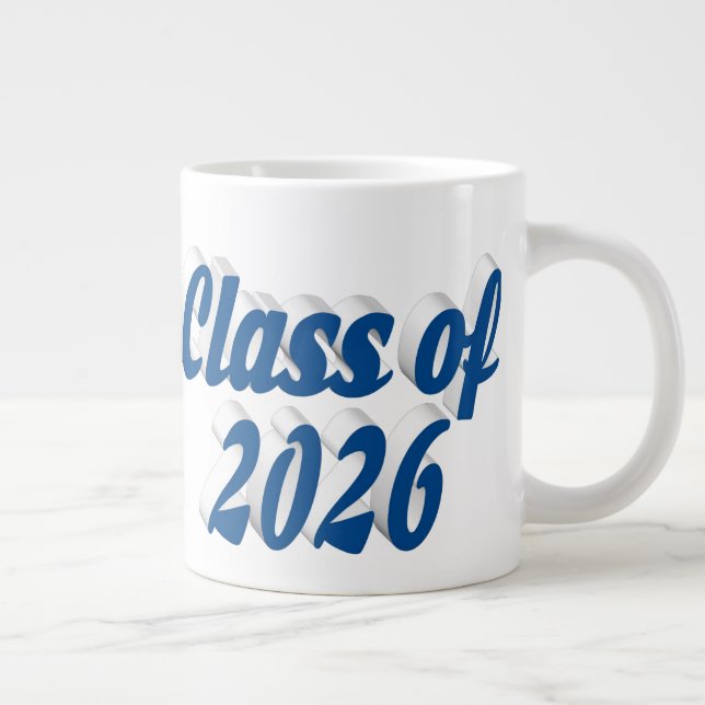 Class of 2026 blue text graduation giant coffee mug (Right)