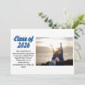 Class of 2026 blue text graduation photo invitation | Zazzle