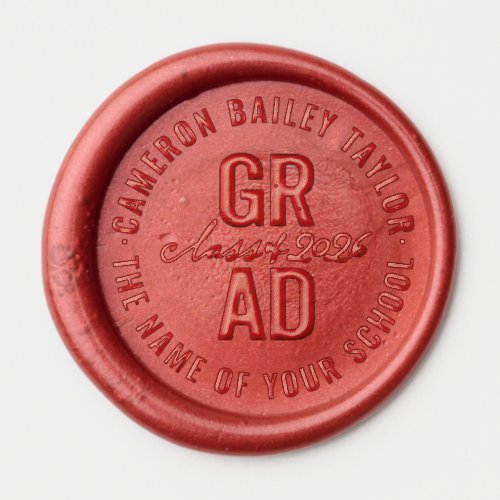 Class of 2026 Bold GRAD Modern Stylish Typography Wax Seal Sticker