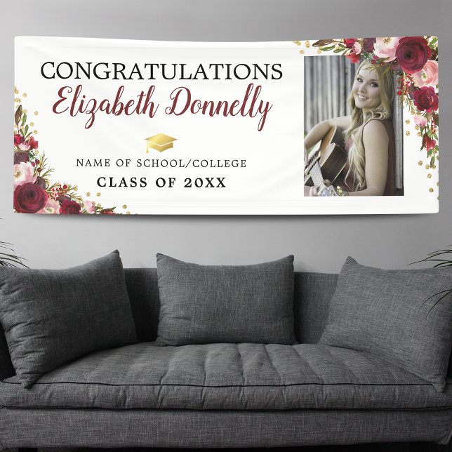 Class of 2026 Burgundy Gold Graduation Photo Banner (Creator Uploaded)