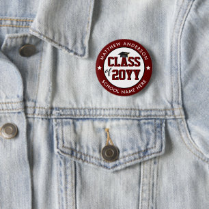 Class of 2026 Burgundy Graduate Graduation Party Button