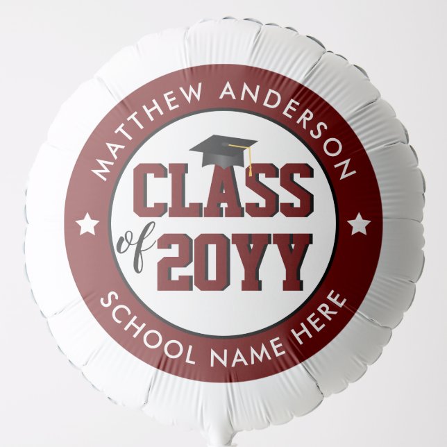 Class of 2026 Burgundy Red Graduation Party Balloon (Front)