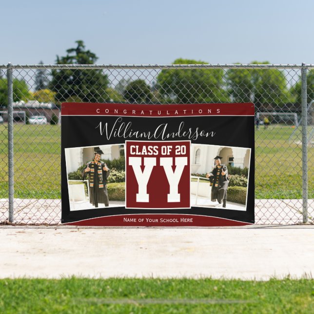 Class of 2026 Burgundy Red Graduation Photo Banner (Insitu)