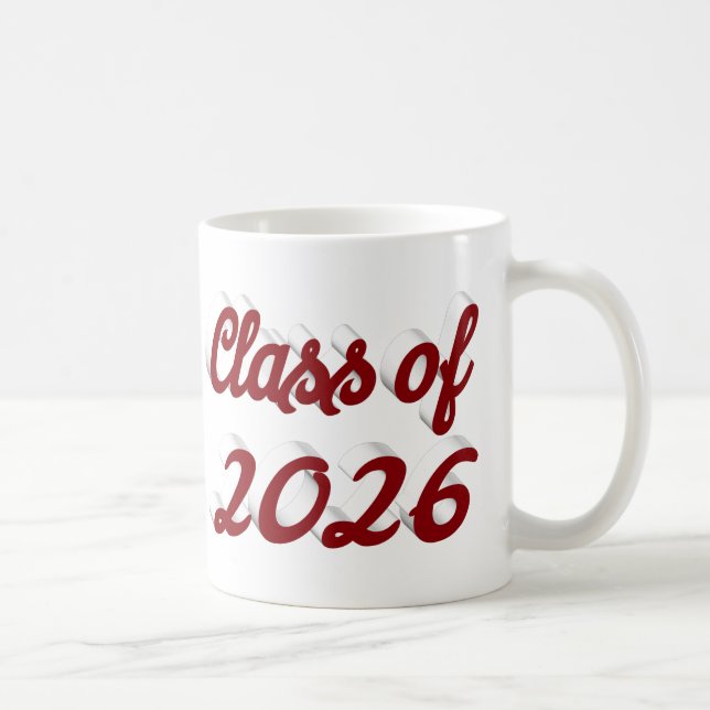 Class of 2026 burgundy script graduation  coffee mug (Right)