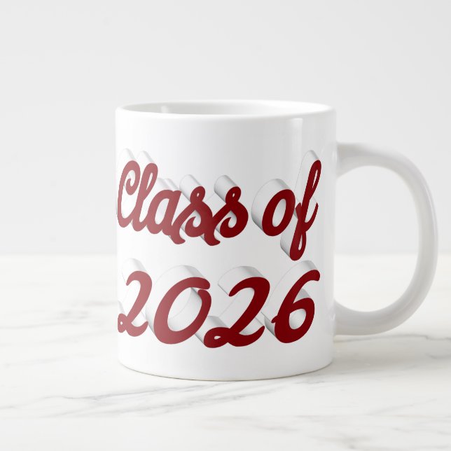 Class of 2026 burgundy script graduation giant coffee mug (Right)