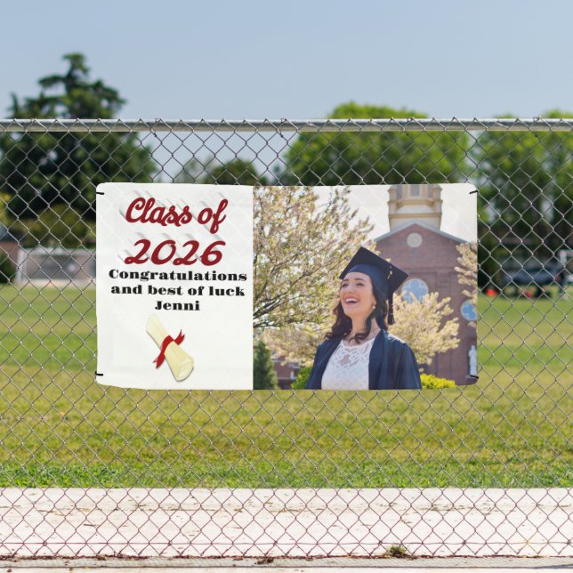 Class of 2026 burgundy script graduation  photo  banner (Insitu)