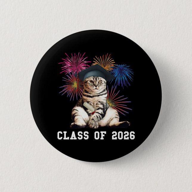 Class Of 2026 Cat Lover Button (Front)