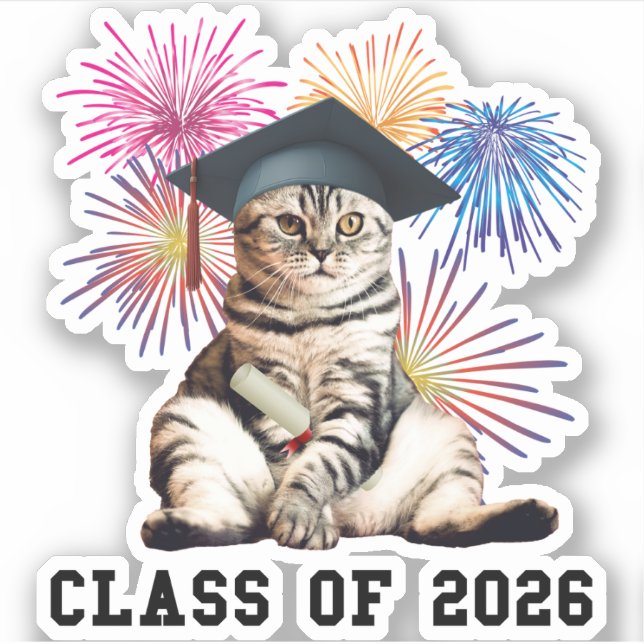 Class Of 2026 Cat Lover Sticker (Front)