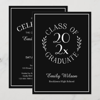 Class Of 2026 Chic Black Graduation Party Invitation