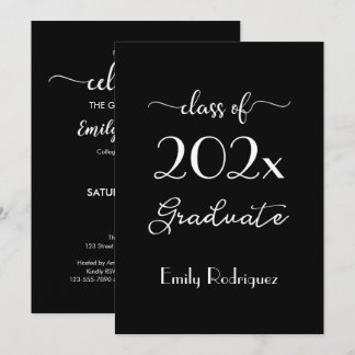 Class Of 2026 Chic Black White Graduation Party Invitation