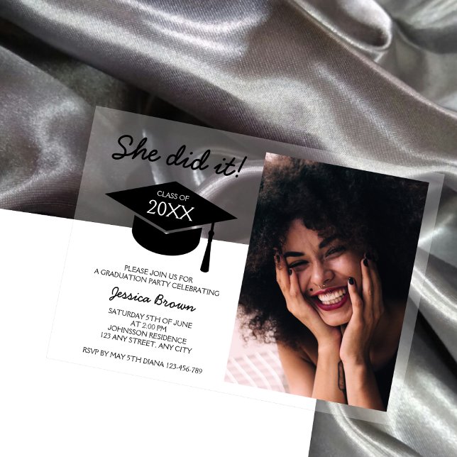 Class Of 2026 Chic Minimalist Photo Graduation Acrylic Invitations (Class Of 2025 Chic Minimalist Photo Graduation Acrylic Invitations)