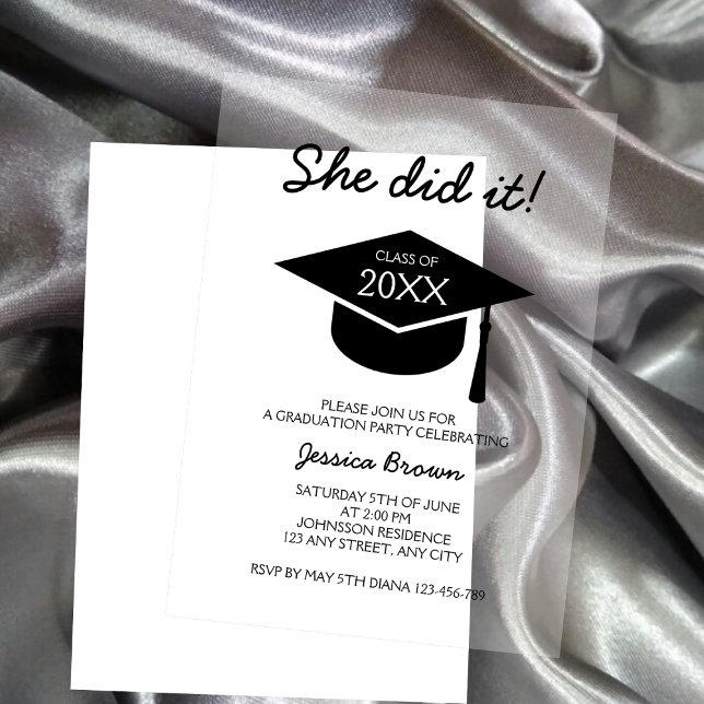 Class Of 2026 Chic Modern Minimalist Graduation Acrylic Invitations (Class Of 2025 Chic Modern Minimalist Graduation Acrylic Invitations)