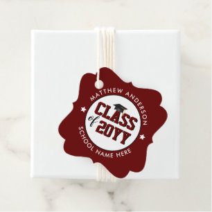 Class of 2026 Classic Burgundy Graduation Party Favor Tags