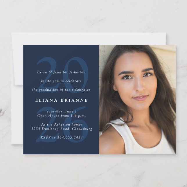 Class of 2026 classic photo graduation party invitation (Front)