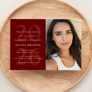 Class of 2026 classic red photo graduation party invitation
