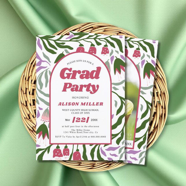 Class Of 2026 colorful retro flowers Graduation Invitation (Creator Uploaded)