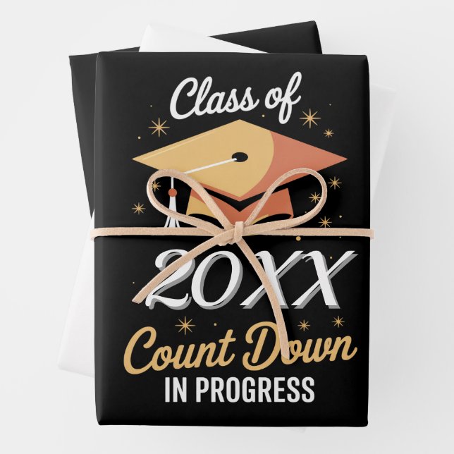 Class Of 2026 Count Down In Progress Personalized  Wrapping Paper Sheets (In situ)