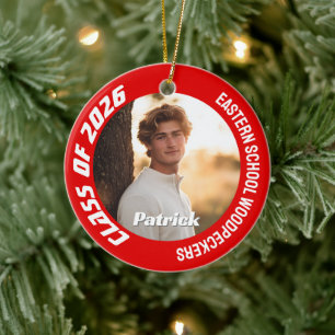 Class of 2026 Customizable School Senior Photo Ceramic Ornament