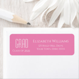 Class of 2026 Cute Pink Graduation Return Address Label