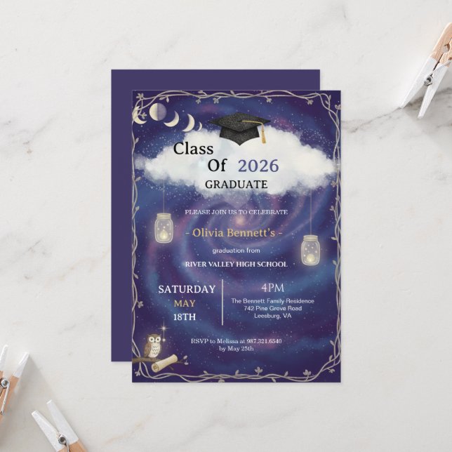 Class of 2026 Die Cut Graduation Invitation Custom (Front/Back In Situ)