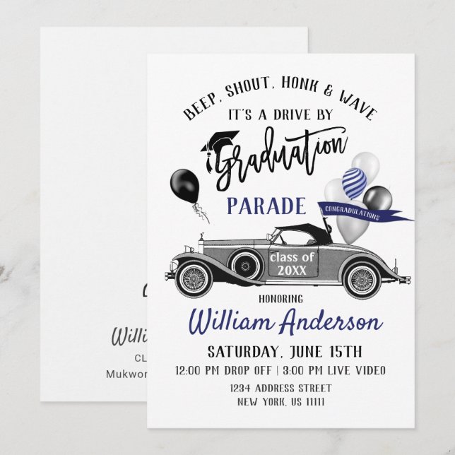 Class of 2026 DRIVE BY Graduation Party Invitation (Front/Back)