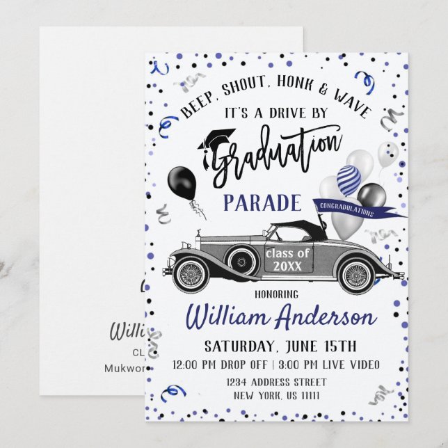 Class of 2026 DRIVE BY Graduation Party Invitation (Front/Back)