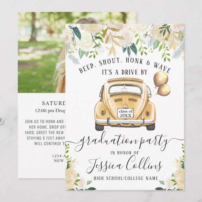 Class of 2026 DRIVE BY PHOTO Graduation Party Invitation (Front/Back)