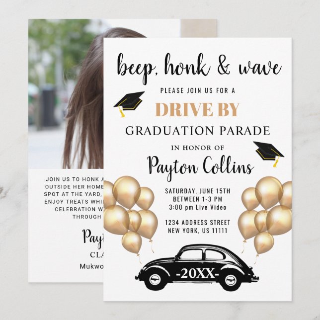 Class of 2026 DRIVE BY PHOTO Graduation Party Invitation (Front/Back)