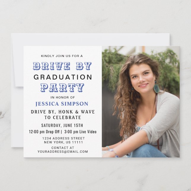 Class of 2026 DRIVE BY PHOTO Graduation Party Invitation (Front)