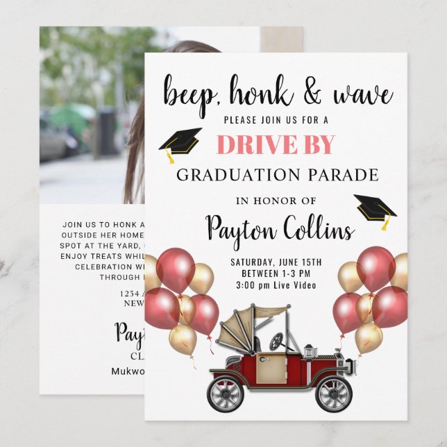 Class of 2026 DRIVE BY PHOTO Graduation Party Invitation (Front/Back)