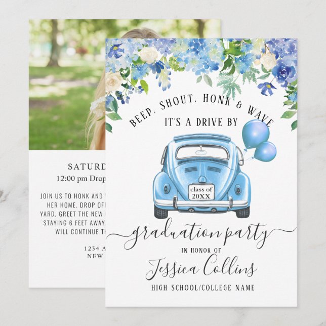 Class of 2026 DRIVE BY PHOTO Graduation Party Invitation (Front/Back)