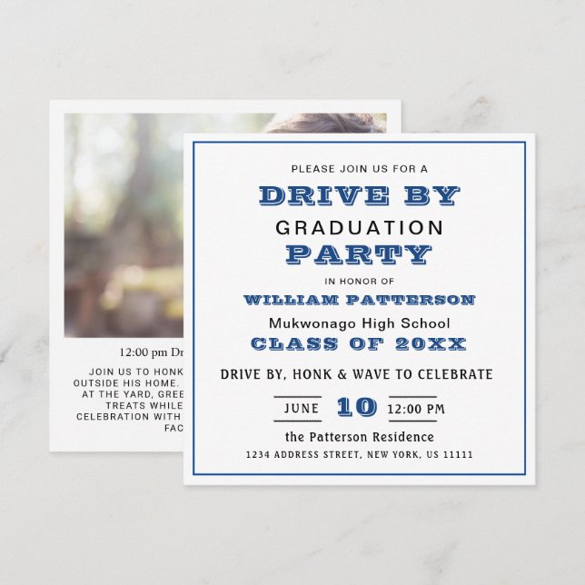 Class of 2026 DRIVE BY PHOTO Graduation Party Invitation (Front/Back)