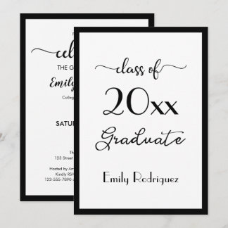 Class Of 2026 Elegant Black White Graduation Party Invitation