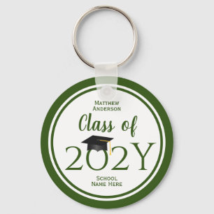 Class of 2026 Elegant Forest Green Graduation Keychain