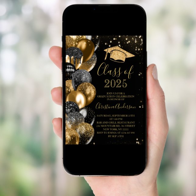 Class of 2026 Elegant Gold Glitter graduation Invitation (Front Digital)