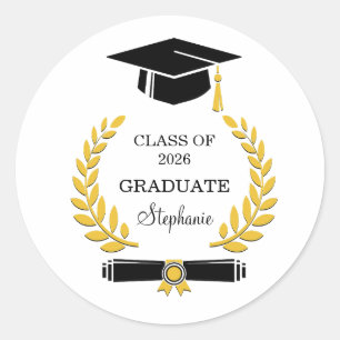 Class of 2026 Elegant Modern Graduation Classic Round Sticker