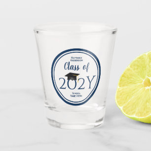 Class of 2026 Elegant Navy Blue Graduation Party Shot Glass