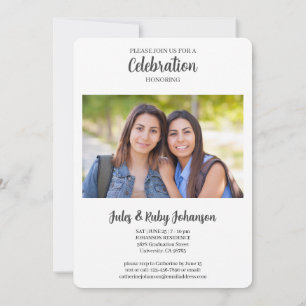 Class of 2026 Elegant Theme Photo Twin Graduation Invitation