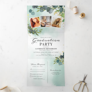 Class of 2026 Eucalyptus Graduation Party Tri-Fold Invitation