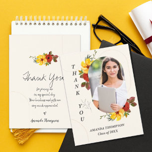 Class of 2026 Floral Photo Graduation Thank You Postcard