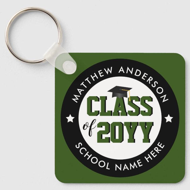 Class of 2026 Forest Green Graduate Graduation Keychain (Front)