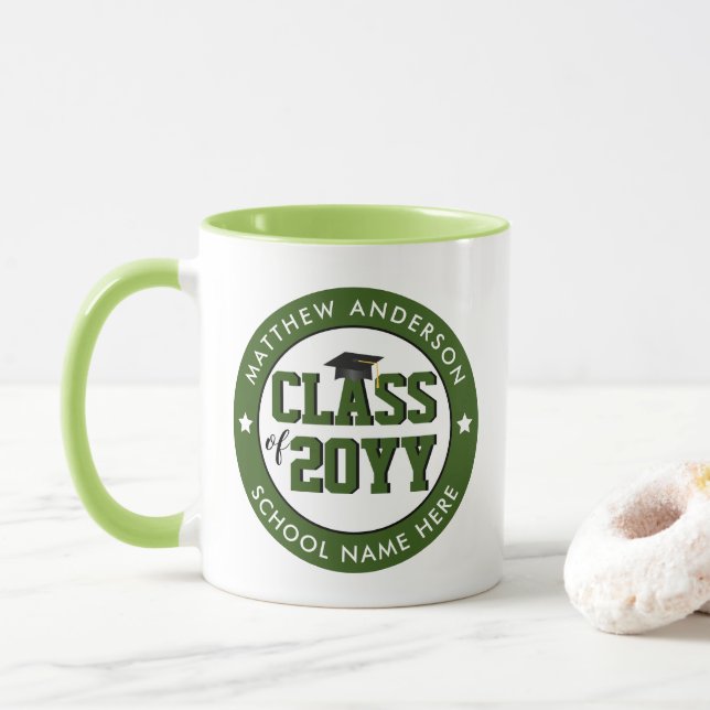 Class of 2026 Forest Green Graduate Graduation Mug (With Donut)