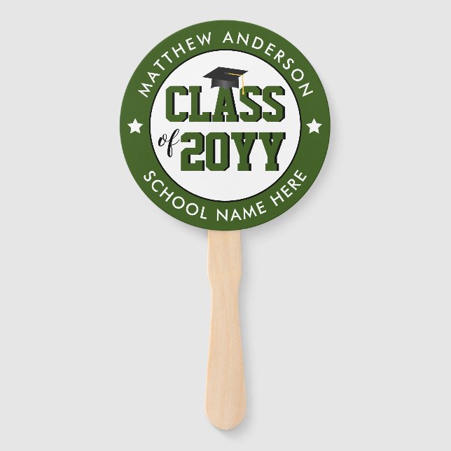 Class of 2026 Forest Green Graduation Party Hand Fan (Front)