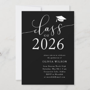 Class of 2026 Gold and Black Graduation Party  Invitation
