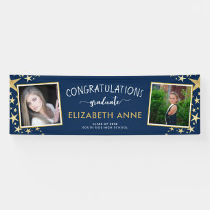 Class of 2026 Gold and Blue 2 Photos Graduation Banner