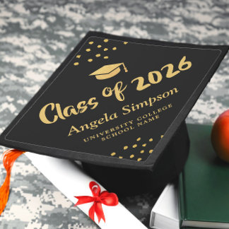 Class of 2026 Gold Brush Script Stunning Graduatio Graduation Cap Topper