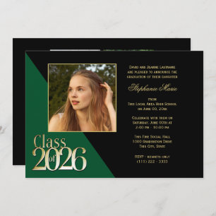 Class of 2026 Gold Grad Green with Photo Invitation