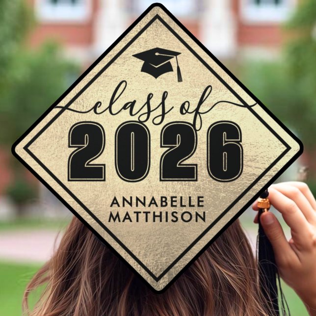 Class Of 2026 Gold Graduation Cap Topper (Class Of 2026 Gold Graduation Cap Topper)