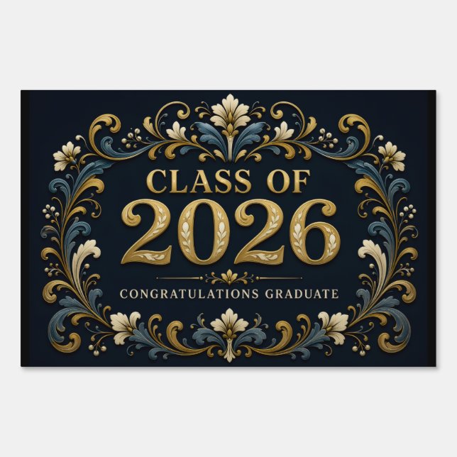 Class of 2026 Gold Graduation Yard Sign (Front)